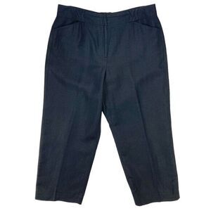 Larry Levine Sport Straight Leg Pants Womens 12 Black Linen Lightweight Casual